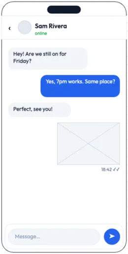 Mobile chat screen wireframe template