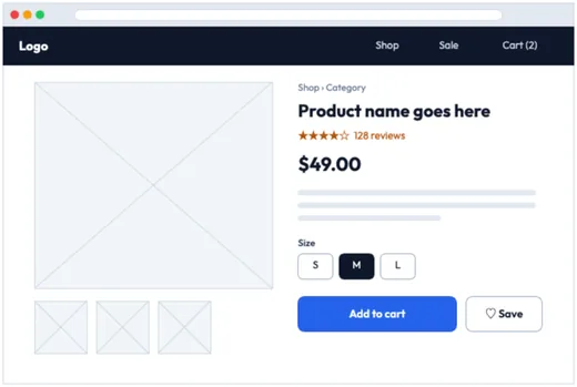 Product page wireframe template